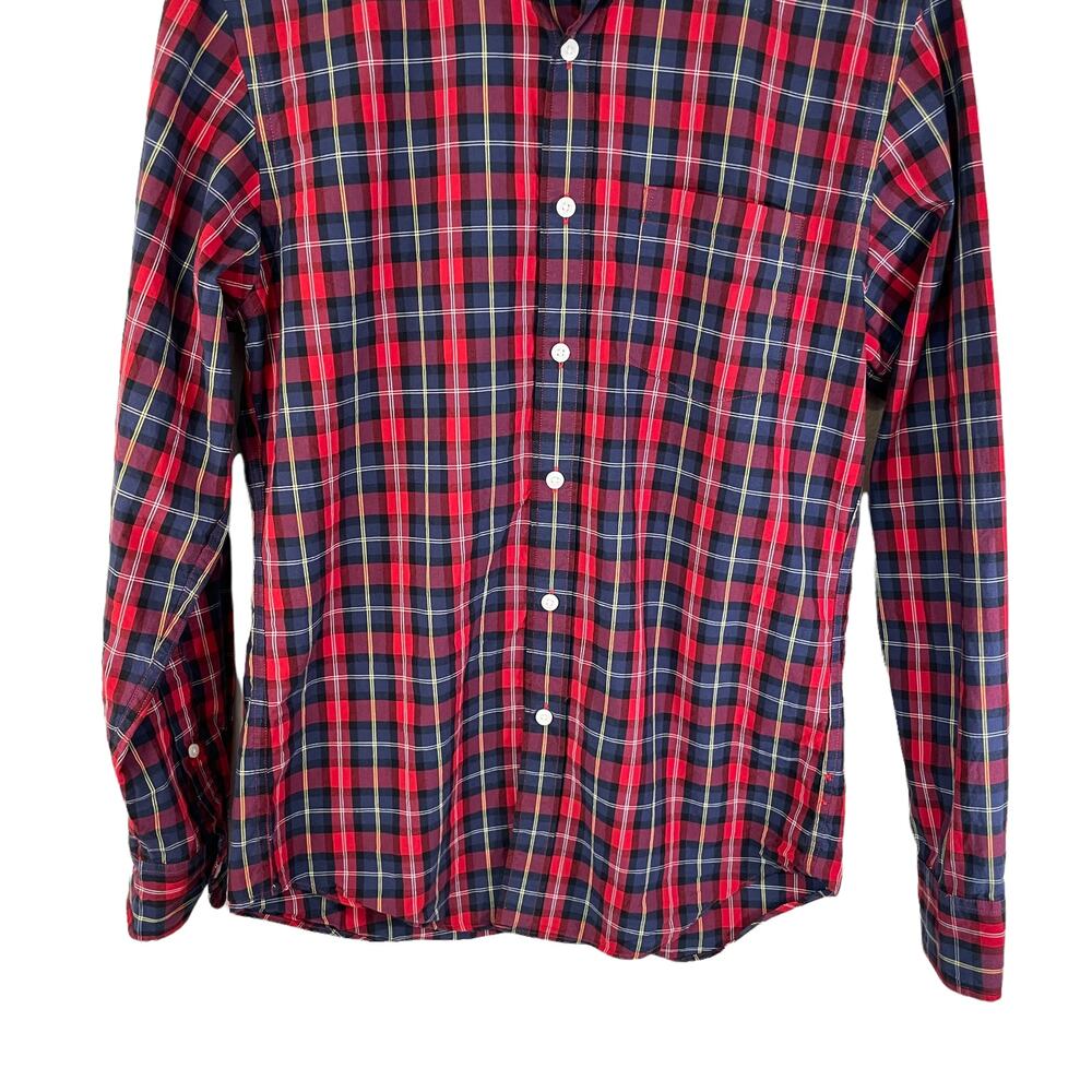 J Crew Men Plaid Button Down Long Sleeve Cotton Shirt Red Blue S Grunge Band Y2k - Picture 4 of 8